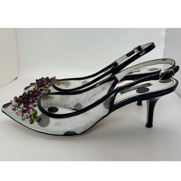 Dolce & Gabbana Crystal Embellished Polka Dot Slingback Heels - Picture 12 of 12